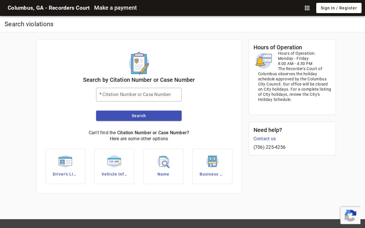 Muscogee County traffic warrant and FTA court search