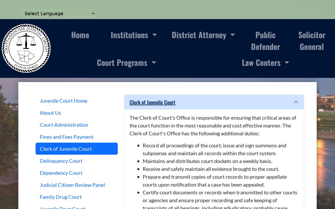Muscogee Juvenile Court clerk information on confidential record access